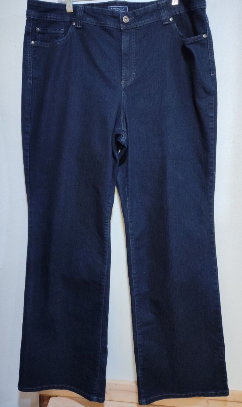 Charter Club Women Blue Denim Jeans Size Plus 20W Curvy Boot Cut